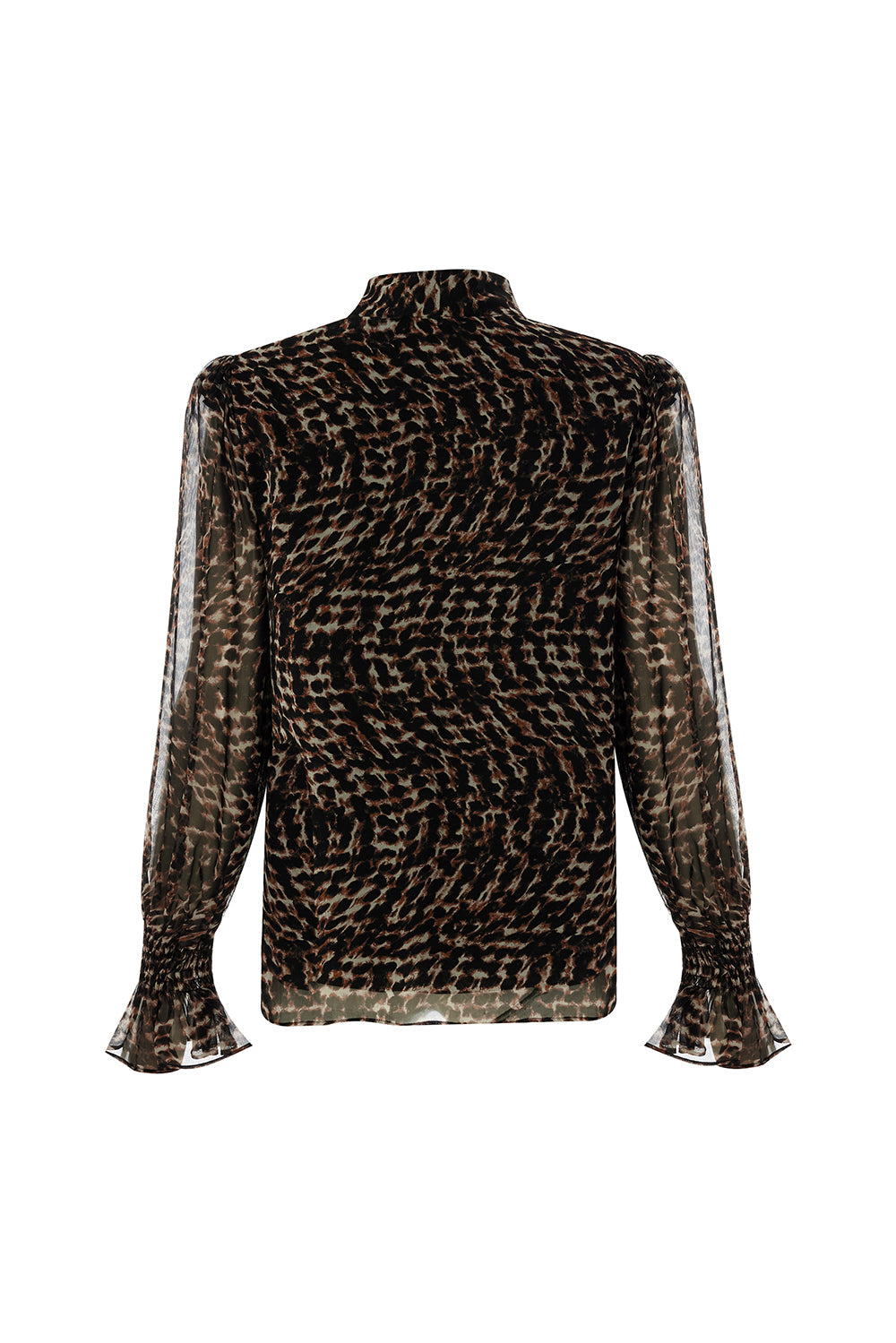 Exquise-Leopar Desen Fular Yakalı Astarlı Regular Bluz-BLUZ-8-Milagron.com