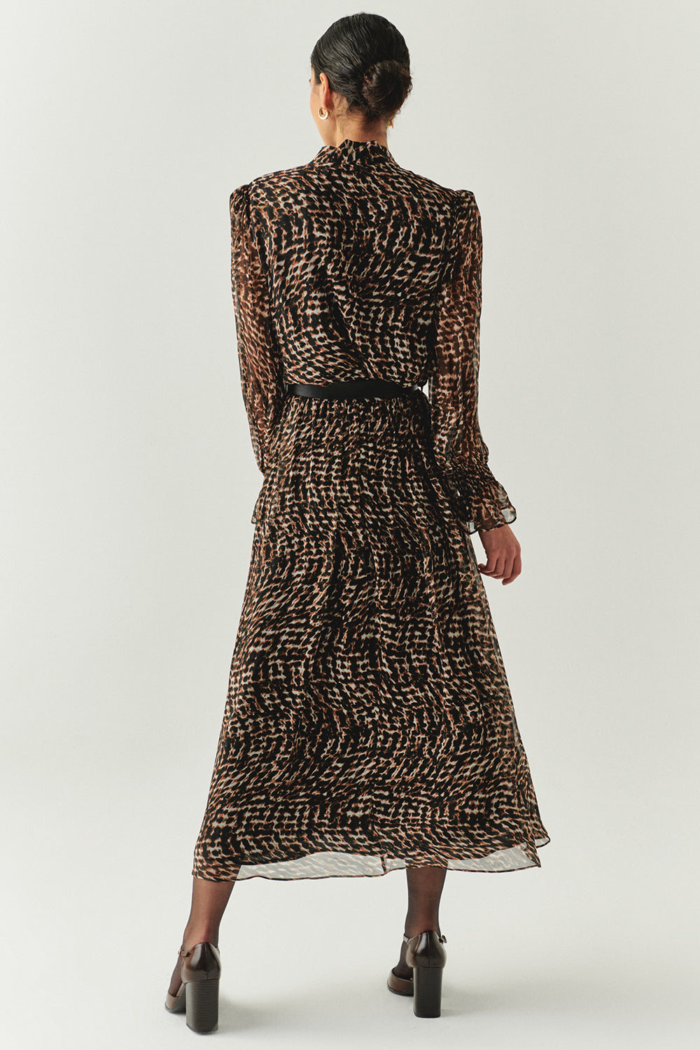 Exquise-Leopar Desenli Astarlı Kemerli Regular Midi Etek-ETEK-2-Milagron.com