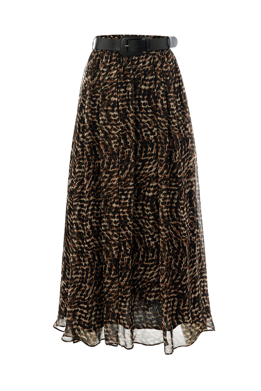 Exquise-Leopar Desenli Astarlı Kemerli Regular Midi Etek-ETEK-6-Milagron.com