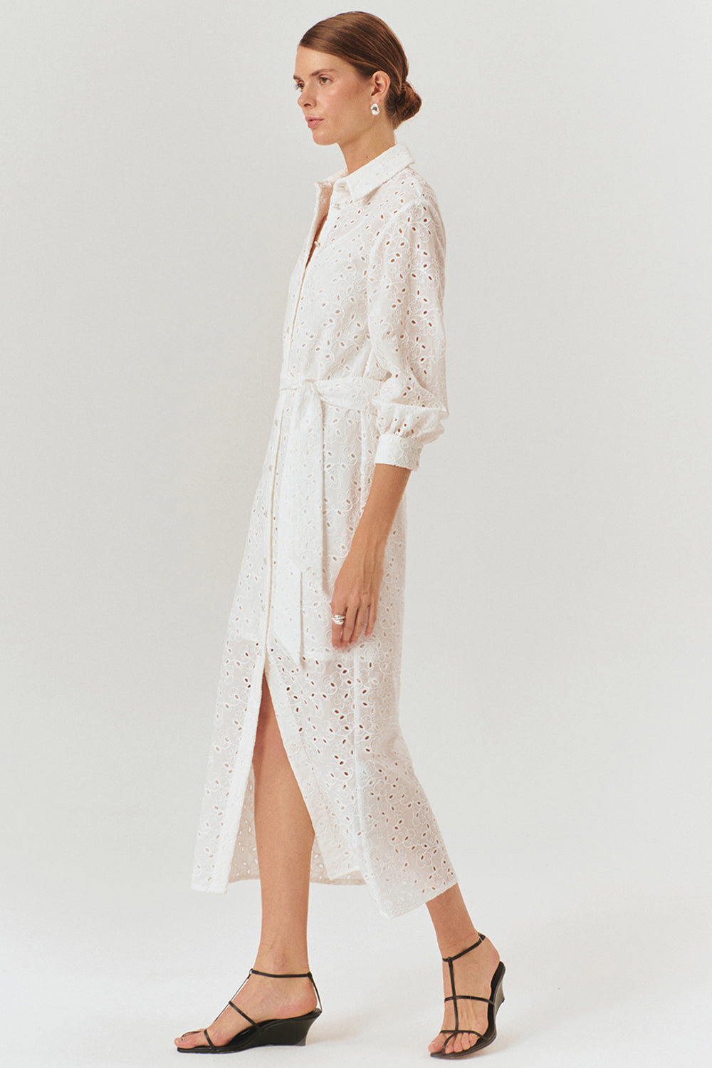 Exquise-Maksi Boy Kuşaklı Fisto Regular Pamuklu Gömlek Elbise-Elbise-2-Milagron.com