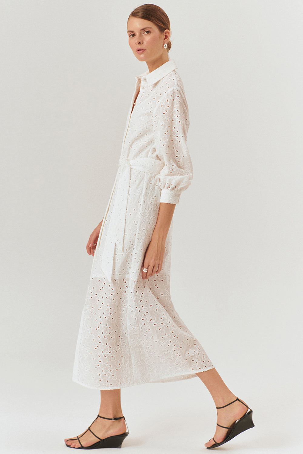 Exquise-Maksi Boy Kuşaklı Fisto Regular Pamuklu Gömlek Elbise-Elbise-3-Milagron.com