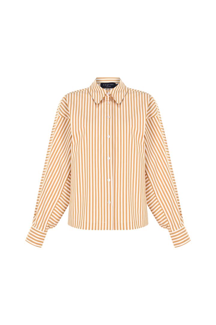 Exquise-Pamuklu Belden Oturtmalı çizgili Regular Fit Gömlek-Gömlek-7-Milagron.com