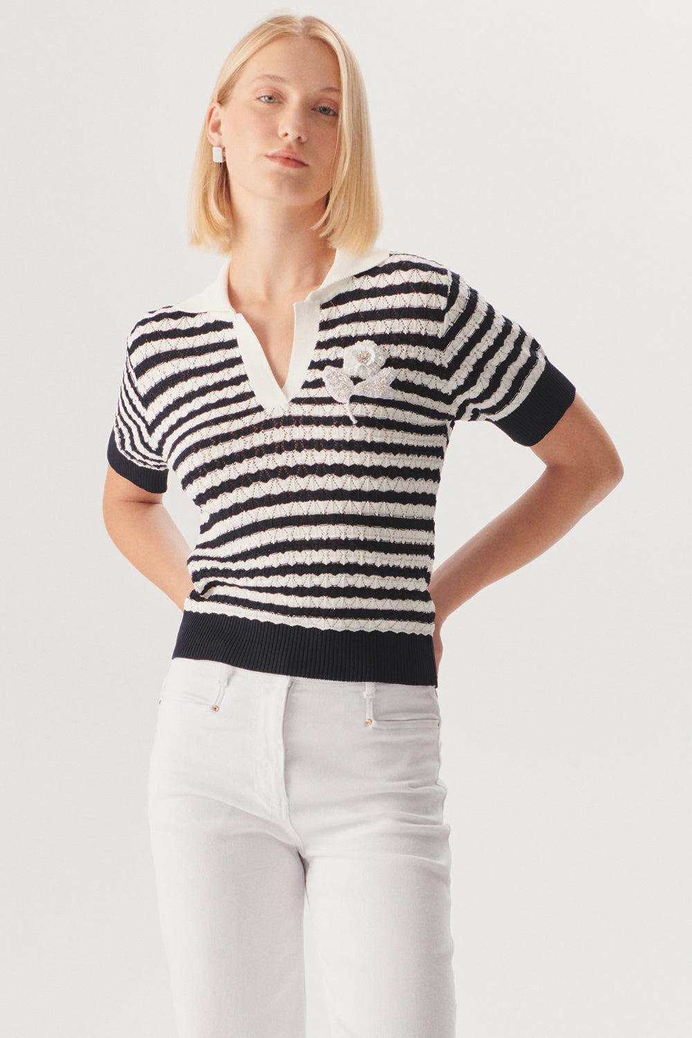 Exquise-Pamuklu Beyaz Yüksek Bel Regular Fit Denim Pantolon-Kot Pantolon-2-Milagron.com