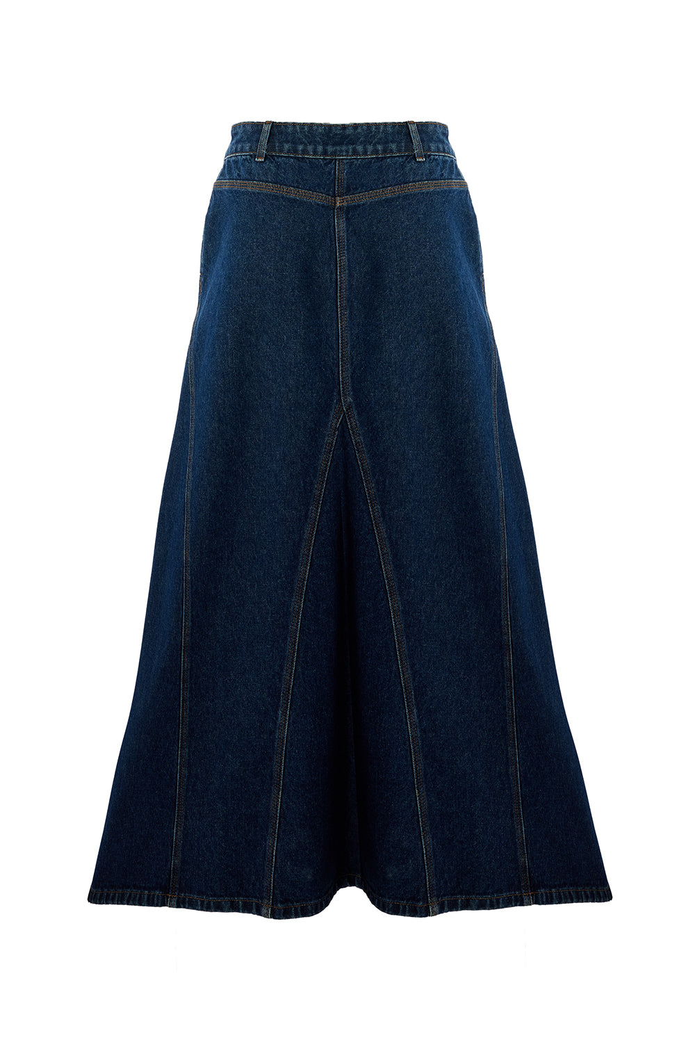 Exquise-Pamuklu Cepli Denim Regular Midi İndigo Etek-ETEK-8-Milagron.com