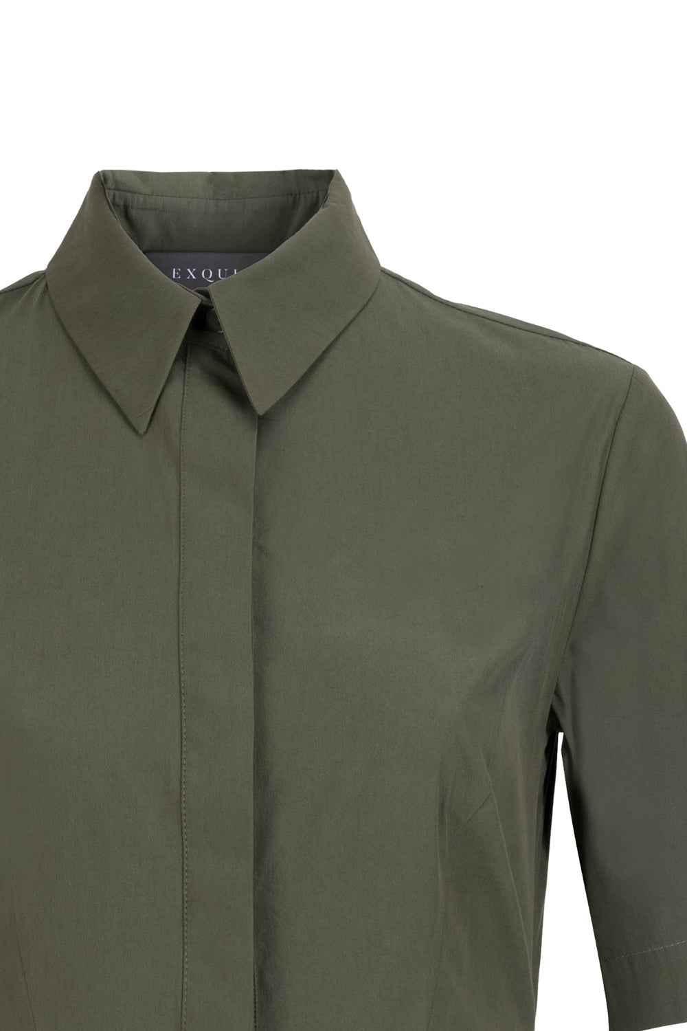 Exquise-Pamuklu Haki Regular Gömlek Elbise-Elbise-3-Milagron.com