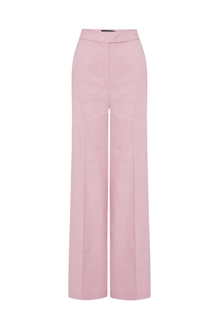 Exquise-Rahat Kalıp Pudra Keten Pantolon-PANTOLON-6-Milagron.com