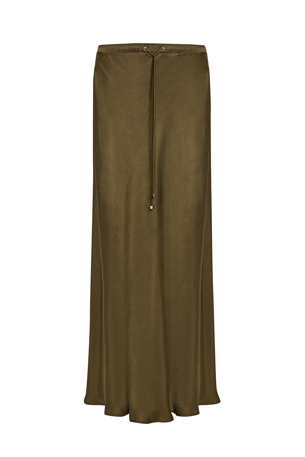 Exquise-Saten Yüzeyli Bağcıklı Regular Dokuma Midi Etek-ETEK-1-Milagron.com