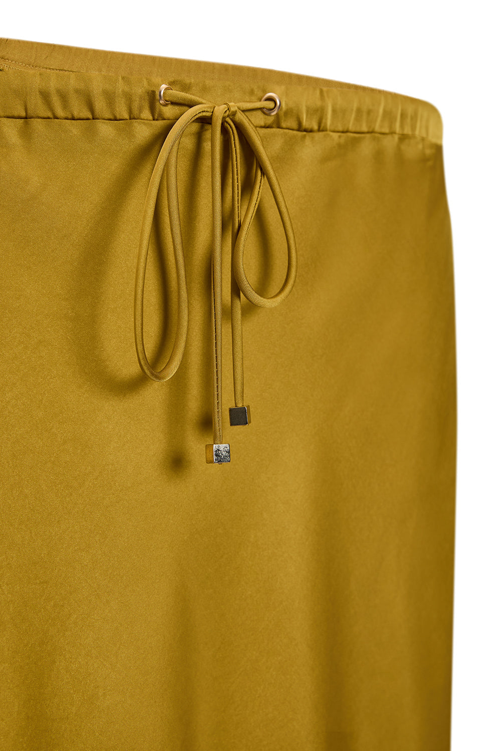 Exquise-Saten Yüzeyli Bağcıklı Regular Dokuma Midi Etek-ETEK-6-Milagron.com