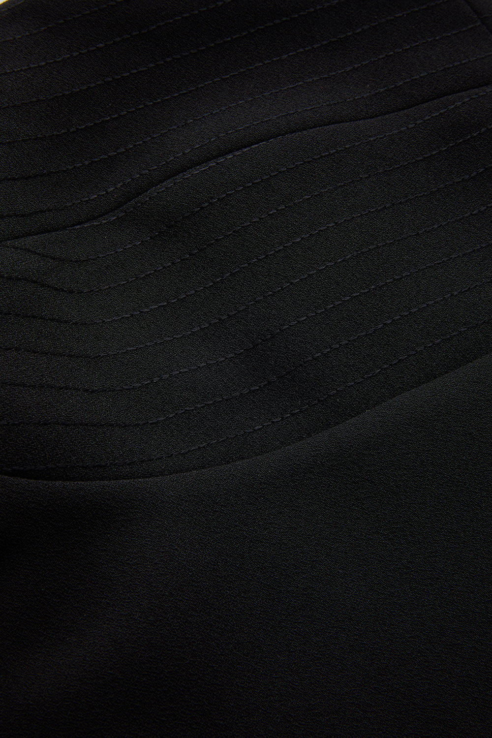 Exquise-Siyah Slim Fit Ayarlanabilir Askılı Mini Elbise-ELBİSE-6-Milagron.com