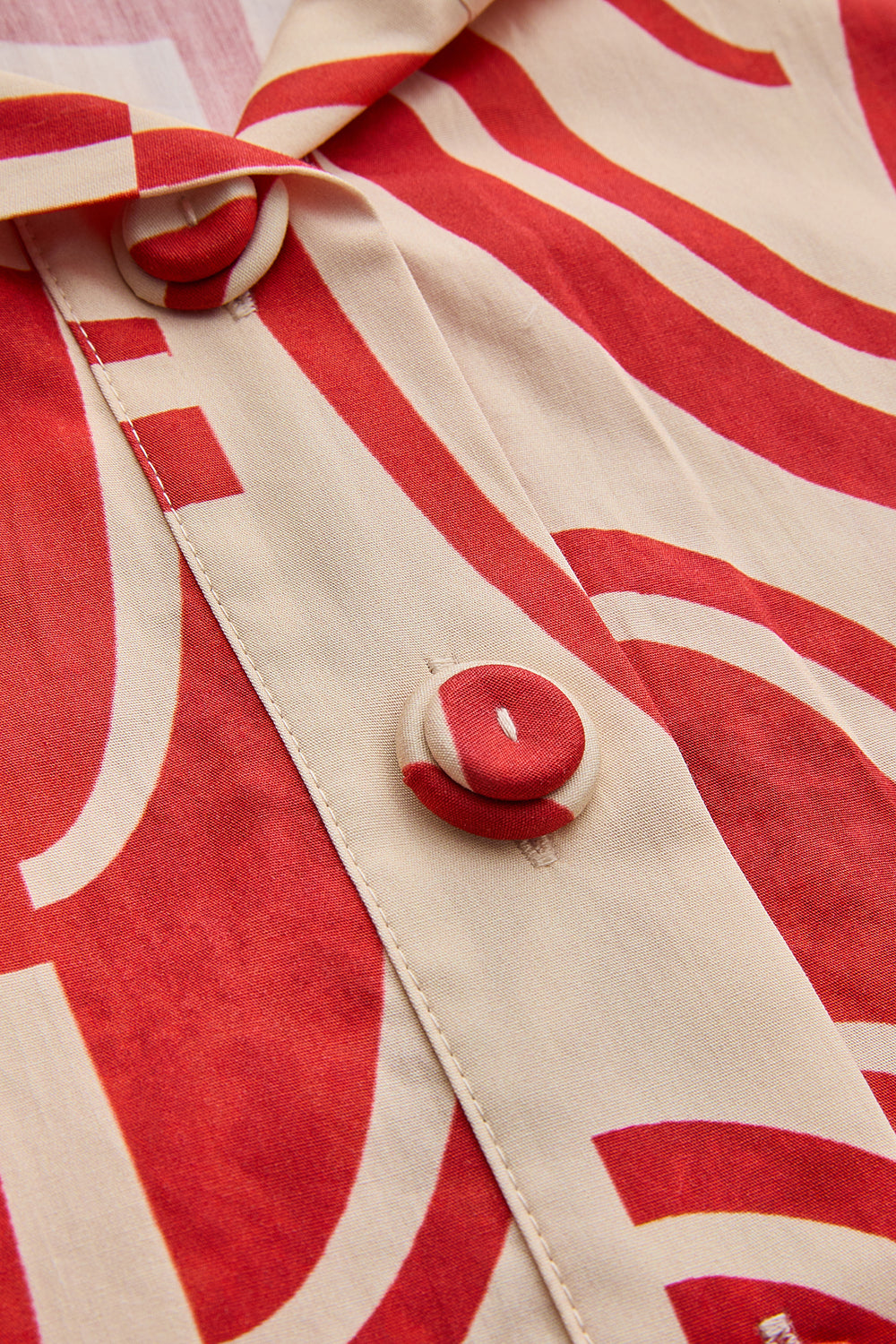 Exquise-Soyut Desenli Tokalı Kemer Detaylı Pamuklu Gömlek Yaka Regular Elbise-Elbise-14-Milagron.com