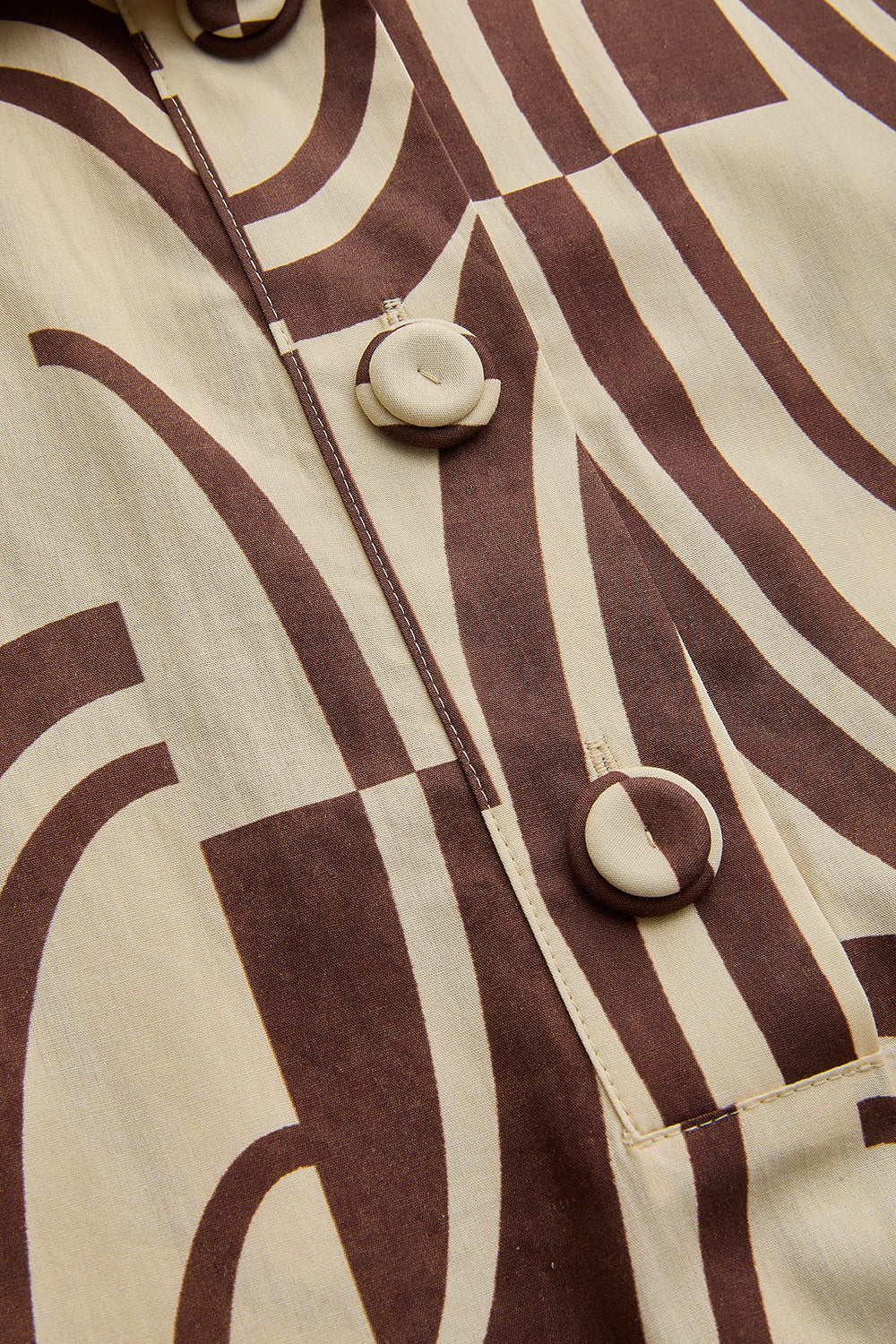 Exquise-Soyut Desenli Tokalı Kemer Detaylı Pamuklu Gömlek Yaka Regular Elbise-Elbise-7-Milagron.com