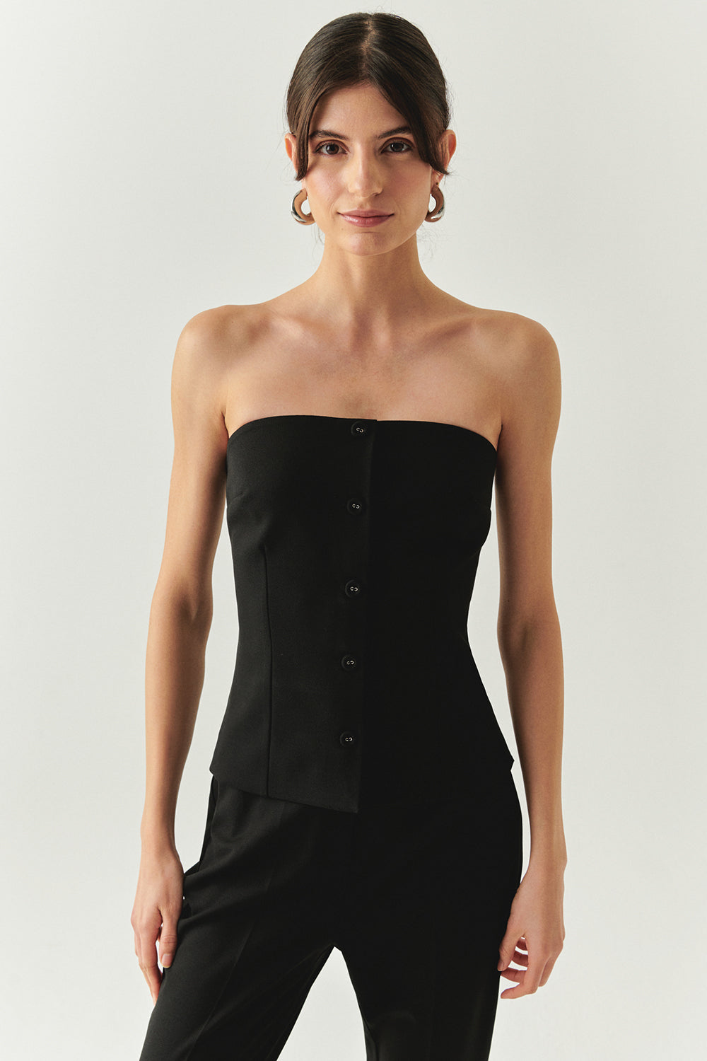 Exquise-Straplez Düğmeli Slim Fit Siyah Büstiyer-BÜSTİYER-1-Milagron.com