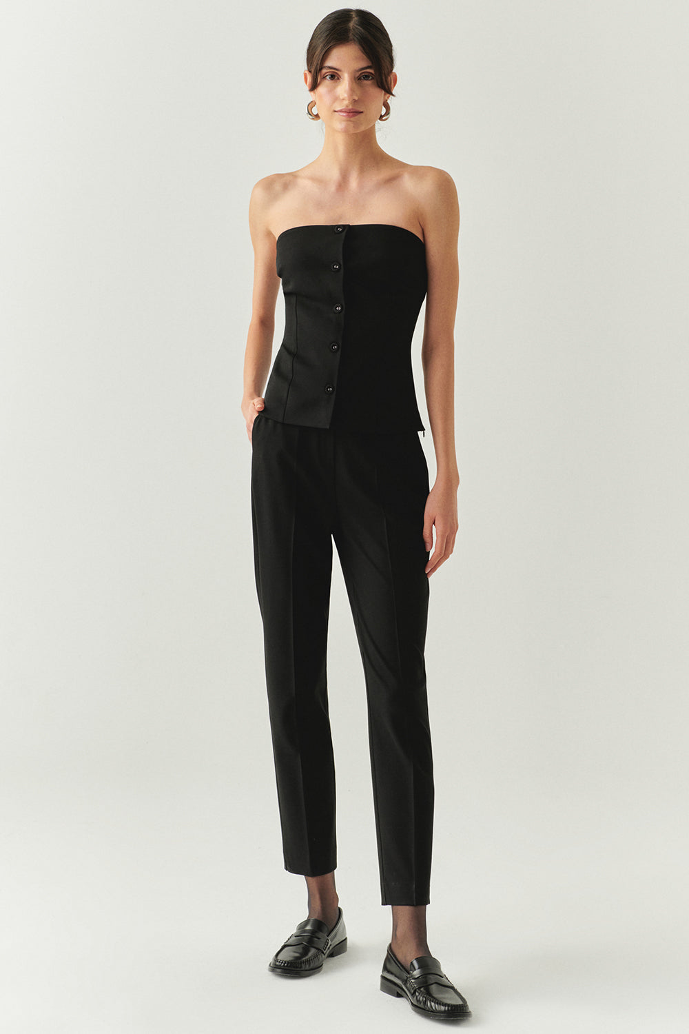 Exquise-Straplez Düğmeli Slim Fit Siyah Büstiyer-BÜSTİYER-2-Milagron.com