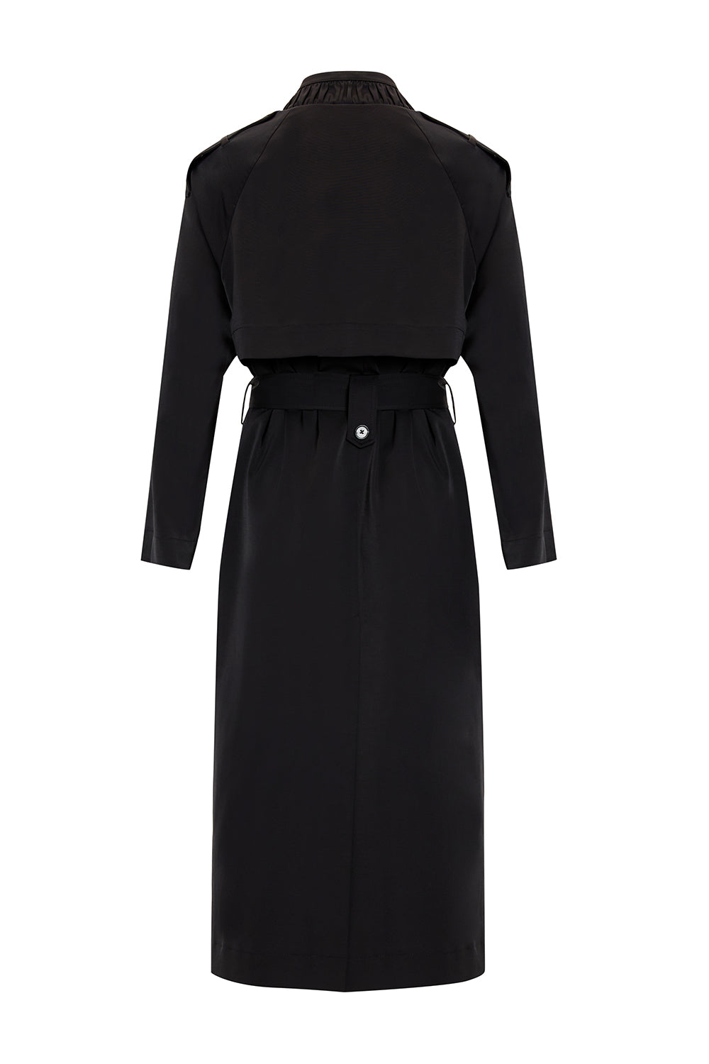 Exquise-Taş İşlemeli Dik Yaka Kemerli Regular Trençkot-TRENÇKOT-2-Milagron.com