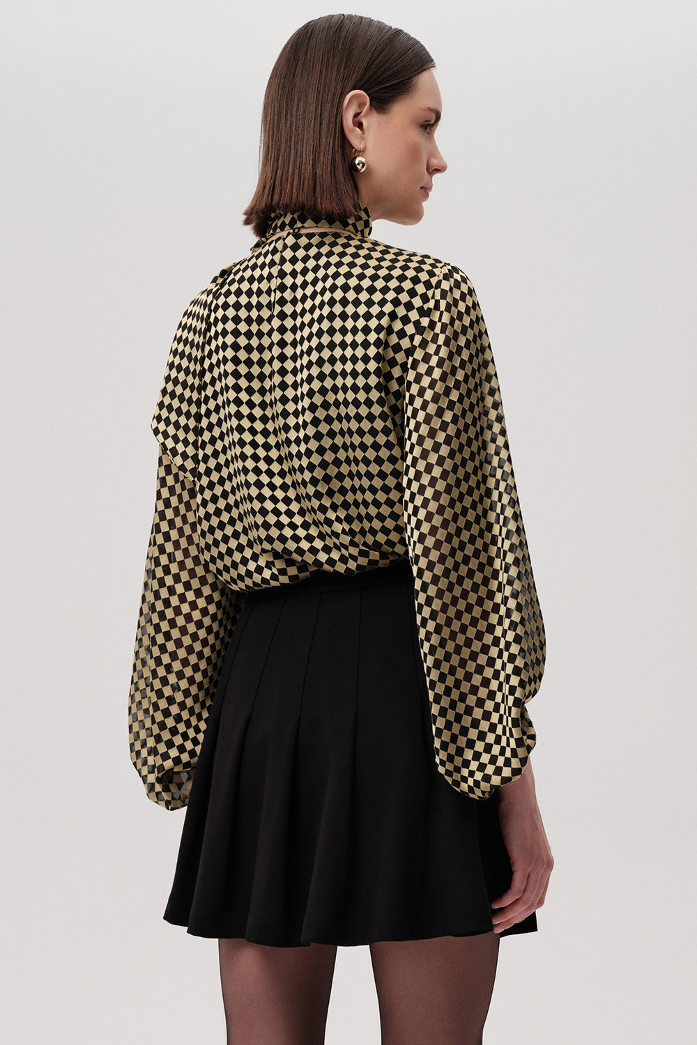 Exquise-Tokalı Pileli Regular Mini Siyah Etek-ETEK-4-Milagron.com