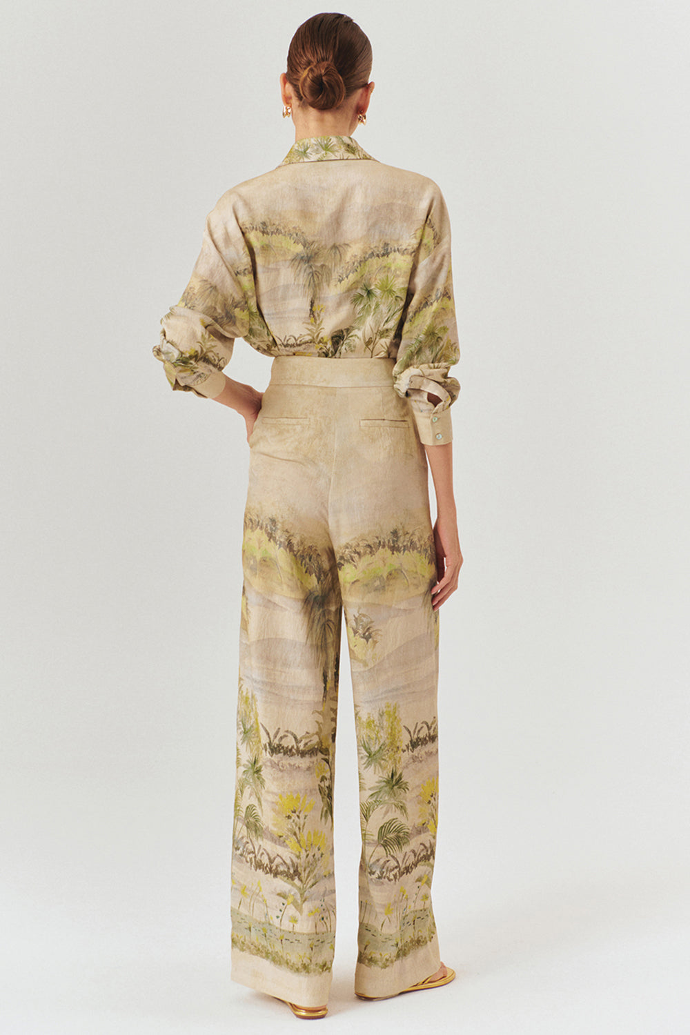 Exquise-Tropikal Desenli Palazzo Pantolon-Pantolon-5-Milagron.com