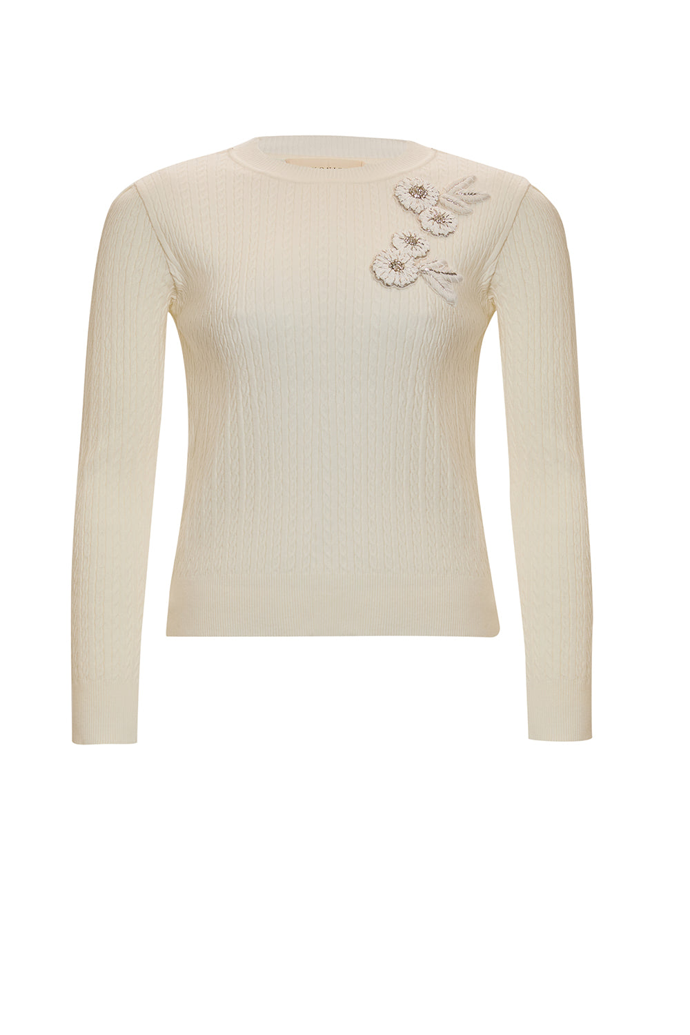 Exquise-Uzun Kollu Bisiklet Yaka çiçek İşlemeleri Triko Kazak-BLUZ-1-Milagron.com