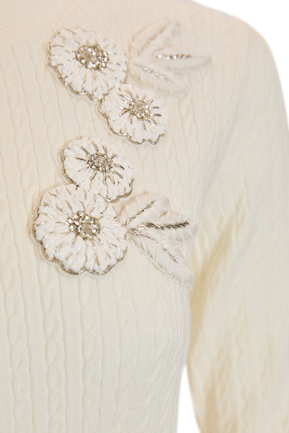 Exquise-Uzun Kollu Bisiklet Yaka çiçek İşlemeleri Triko Kazak-BLUZ-3-Milagron.com