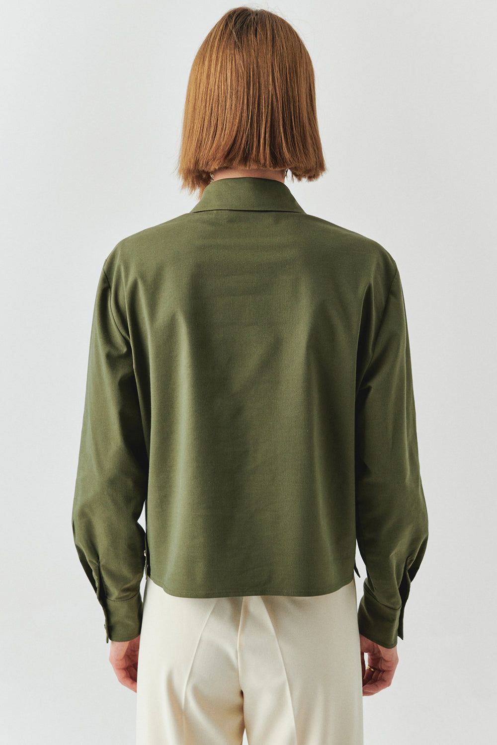 Exquise-Uzun Kollu Cepli çıt çıt Detaylı Regular Haki Gömlek-GÖMLEK-4-Milagron.com