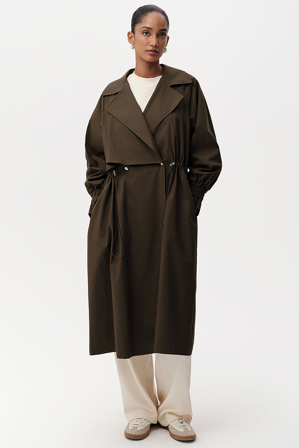 Exquise-Uzun Kollu Kuşak Detaylı Midi Regular Trençkot-TRENÇKOT-1-Milagron.com