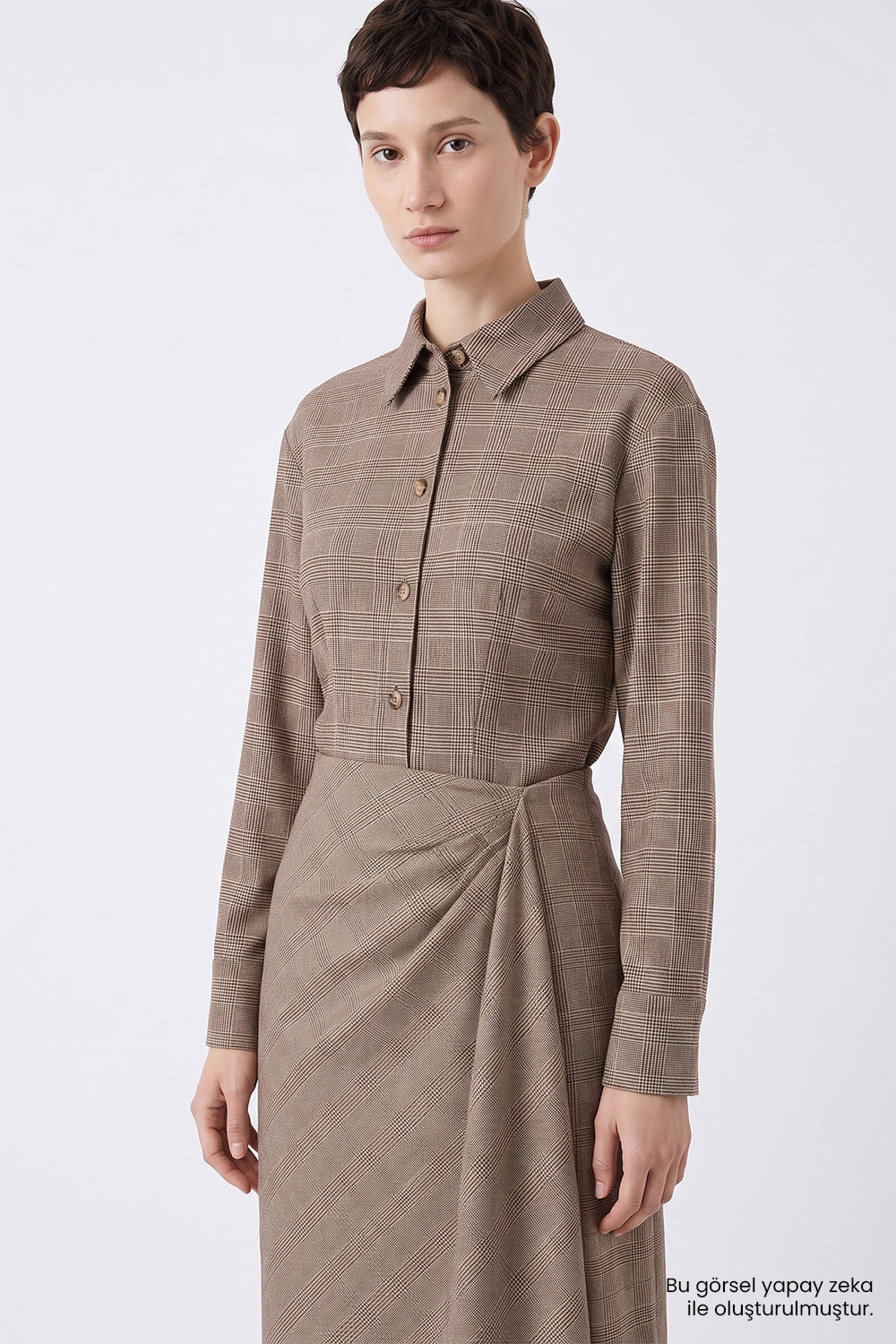 Uzun Kollu Manşetli Bele Oturan Slim Fit Çok Renkli Gömlek