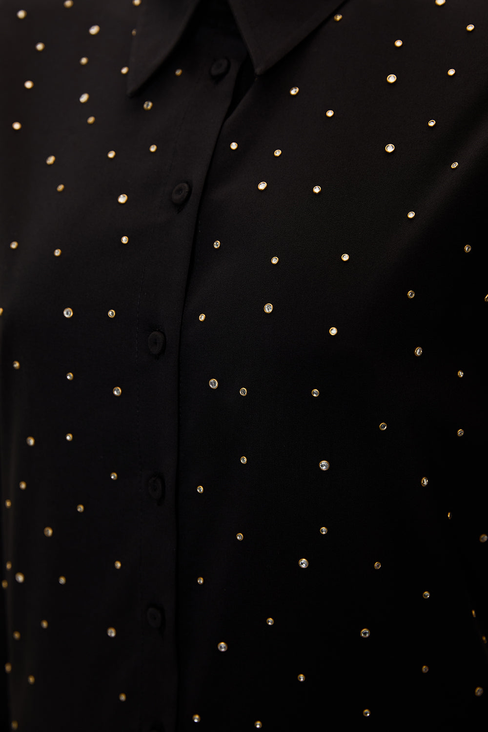 Exquise-Uzun Kollu Taş Detaylı Regular Dokum Gömlek-GÖMLEK-3-Milagron.com