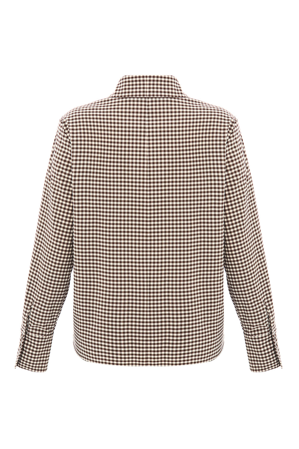 Exquise-Uzun Kollu Taş Detaylı Regular Ekose Krem Vizon Gömlek-GÖMLEK-8-Milagron.com