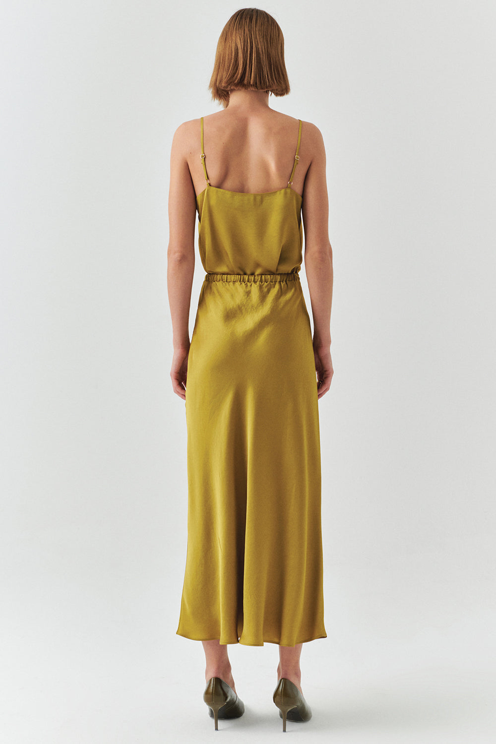 Exquise-V Yaka Askılı Dantel Detaylı Saten Regular Bluz-BLUZ-2-Milagron.com