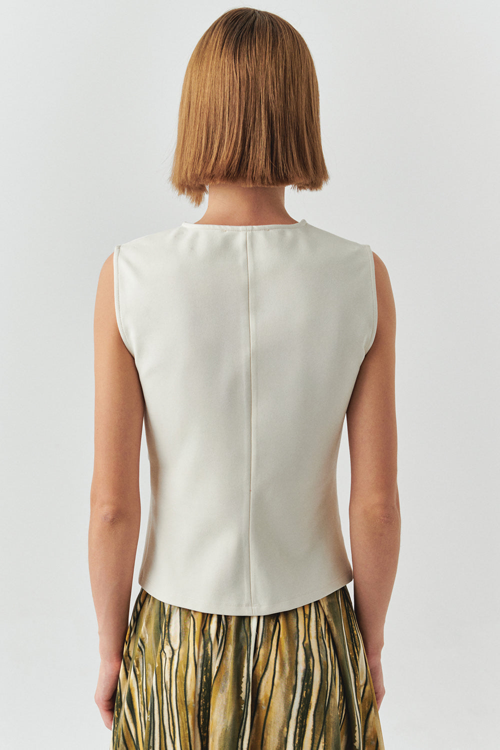 Exquise-V Yaka Kolsuz Slim Fit örme Krem Bluz-BLUZ-4-Milagron.com