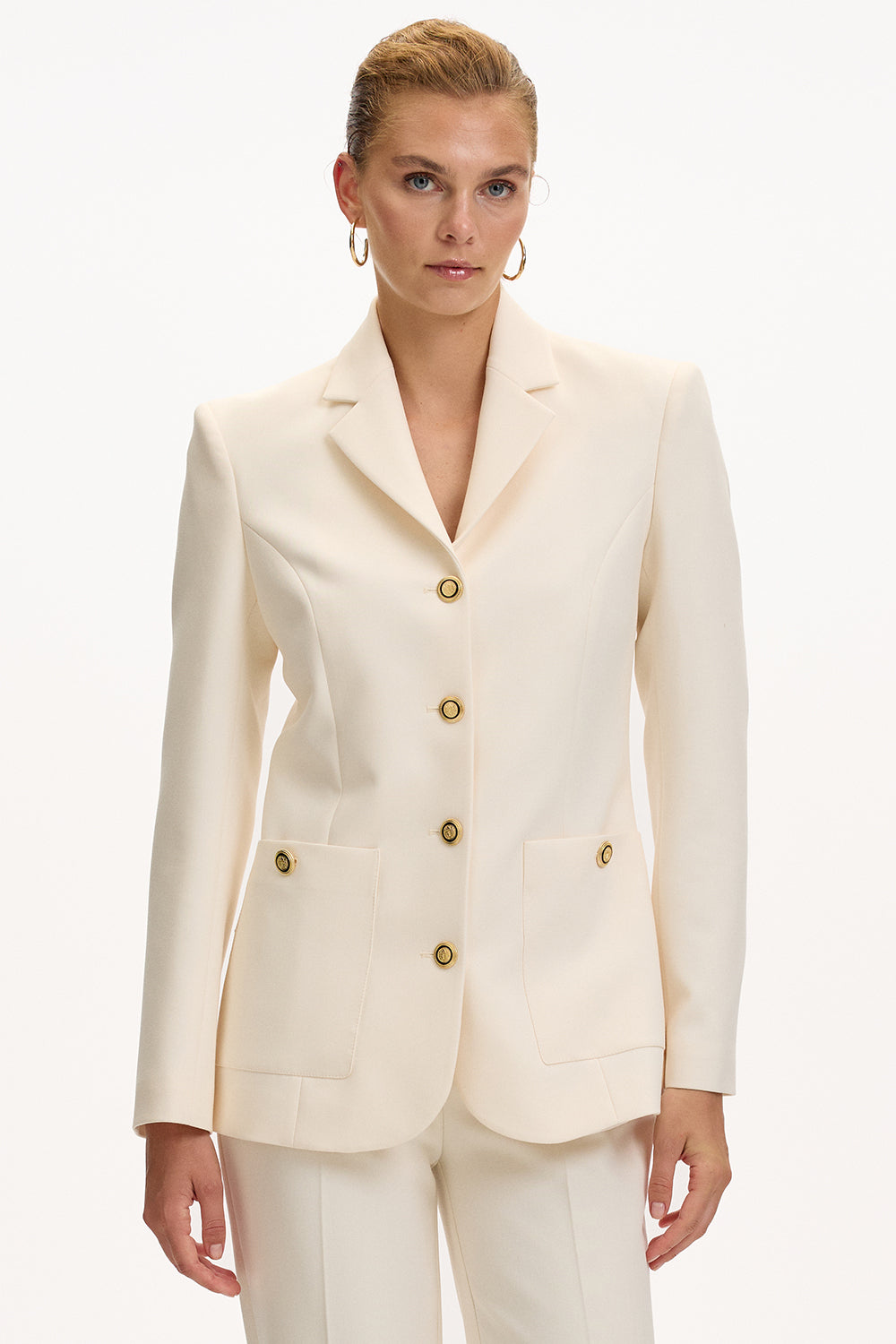 Exquise-Vatkalı Astarlı Slim Fit Cepli Krem Ceket-CEKET-2-Milagron.com