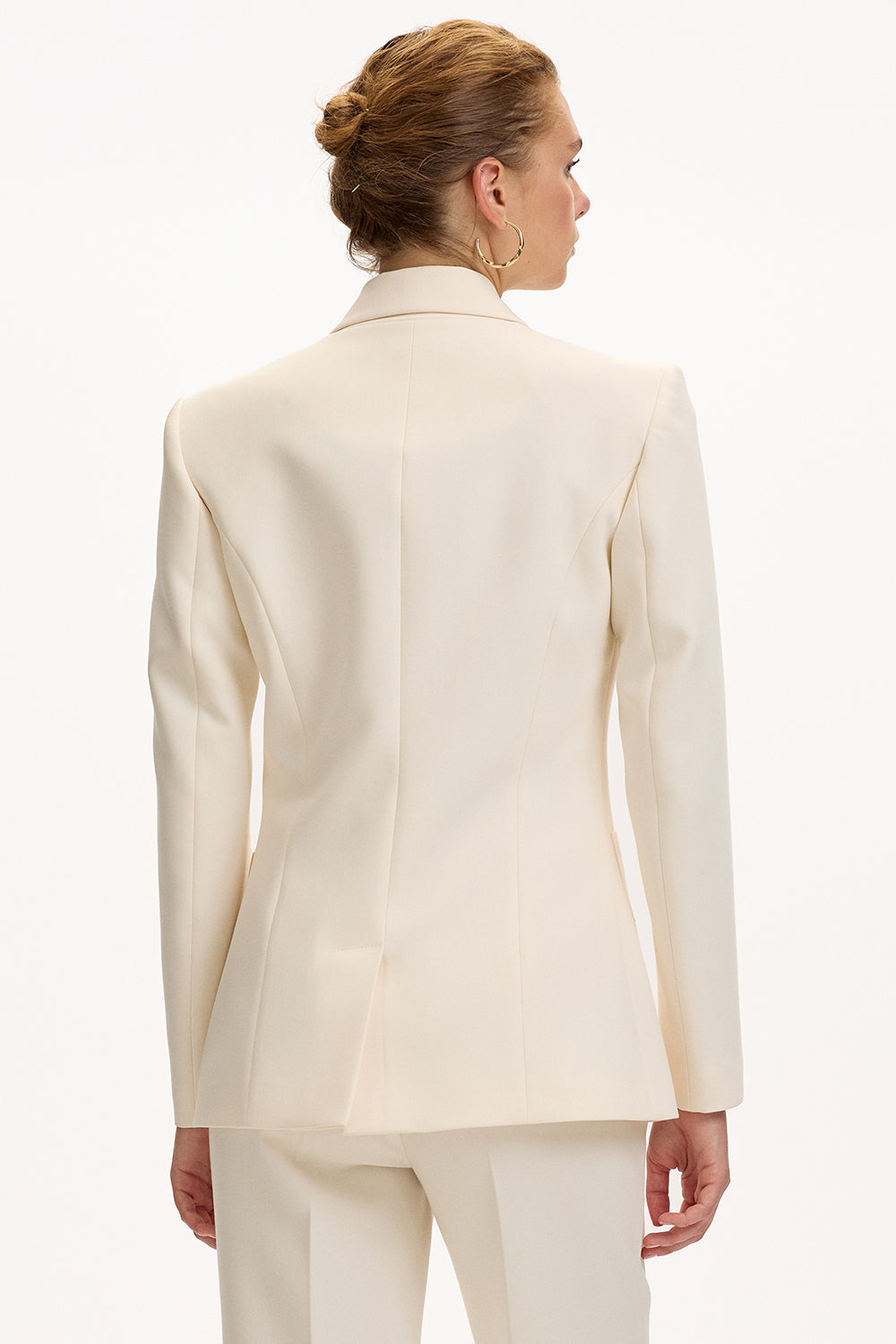 Exquise-Vatkalı Astarlı Slim Fit Cepli Krem Ceket-CEKET-8-Milagron.com