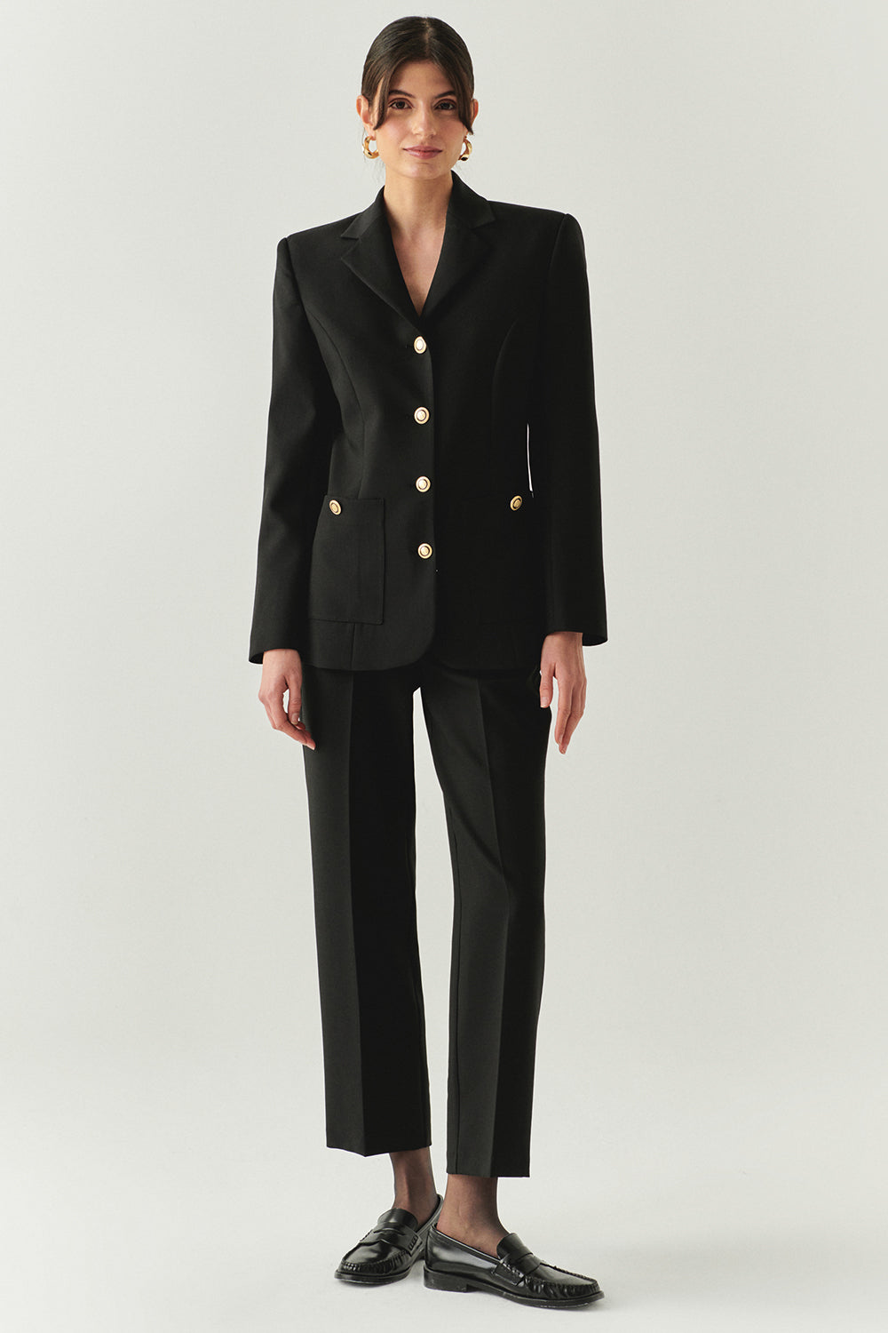 Exquise-Vatkalı Astarlı Slim Fit Cepli Siyah Ceket-CEKET-5-Milagron.com