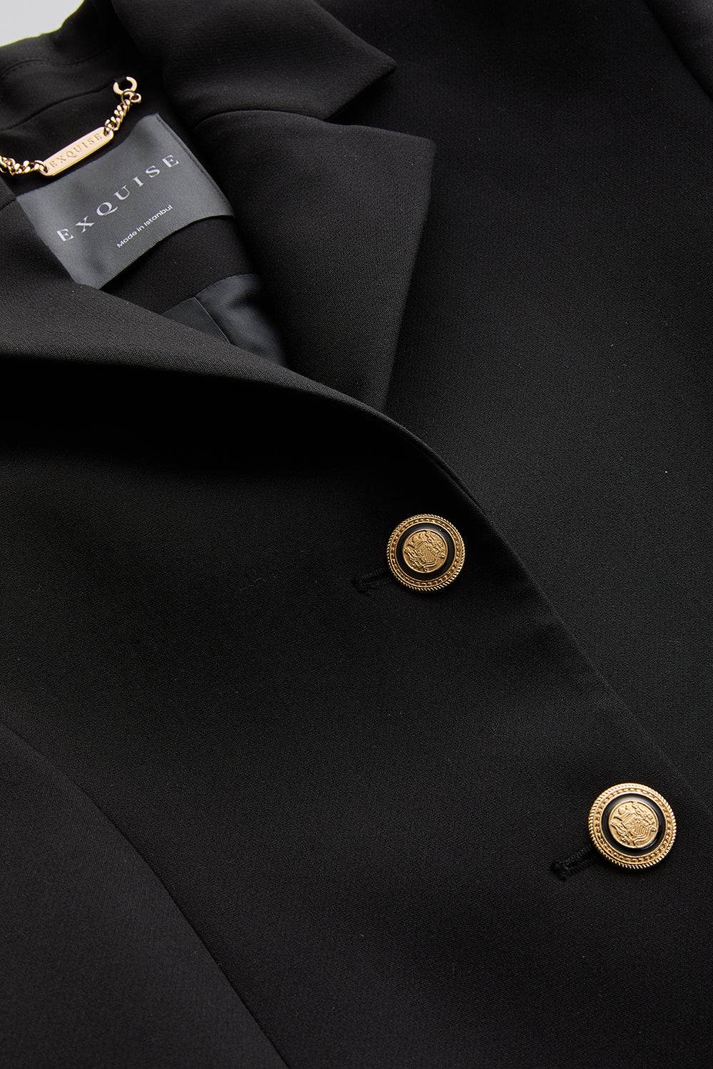 Exquise-Vatkalı Astarlı Slim Fit Cepli Siyah Ceket-CEKET-6-Milagron.com