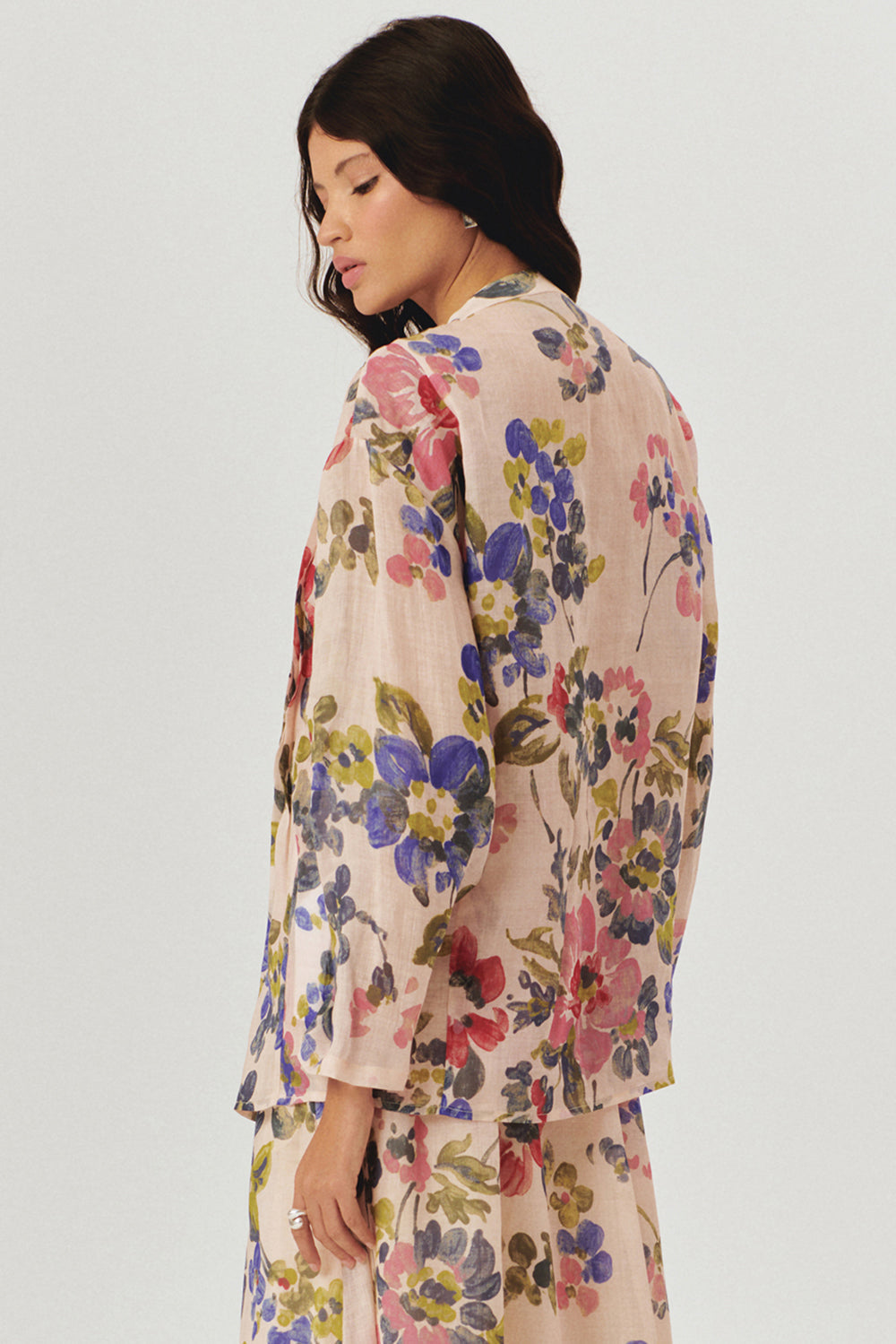 Exquise-Yakasız Rahat Kalıp Floral Desen Bluz-BLUZ-3-Milagron.com