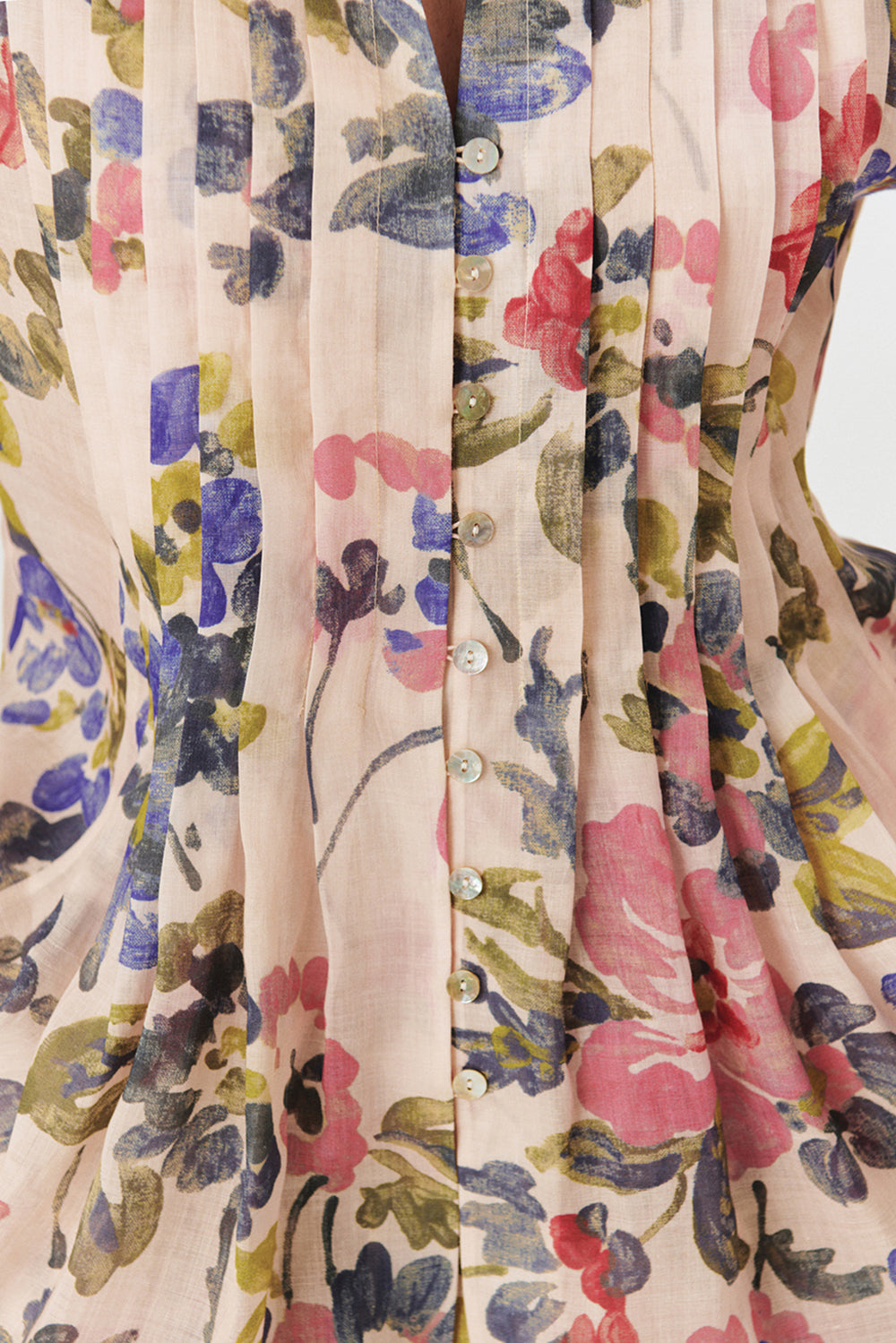 Exquise-Yakasız Rahat Kalıp Floral Desen Bluz-BLUZ-4-Milagron.com