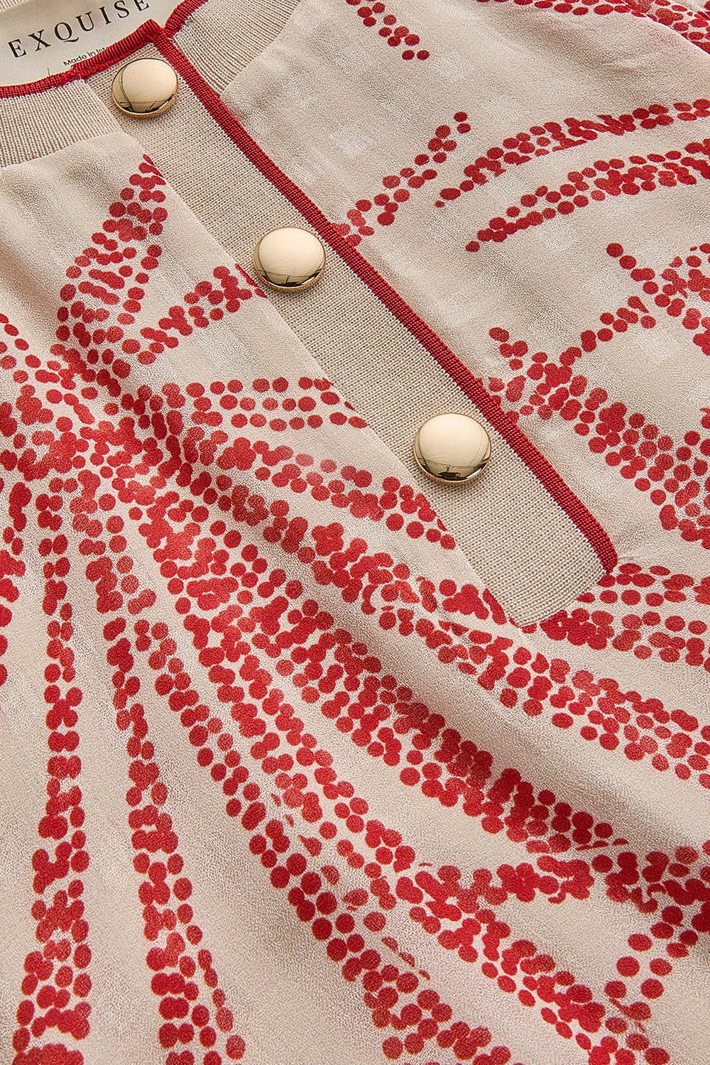 Exquise-Yaprak Desenli Düğme Detaylı Rahat Kesim Rayon şifon Bluz-Bluz-14-Milagron.com