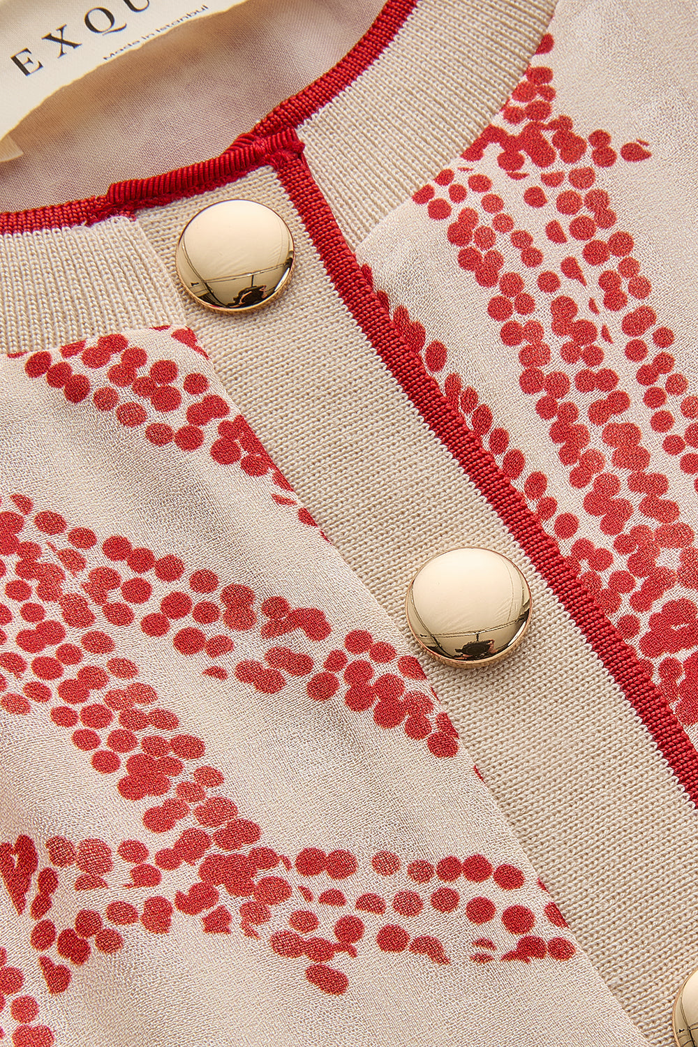 Exquise-Yaprak Desenli Düğme Detaylı Rahat Kesim Rayon şifon Bluz-Bluz-15-Milagron.com