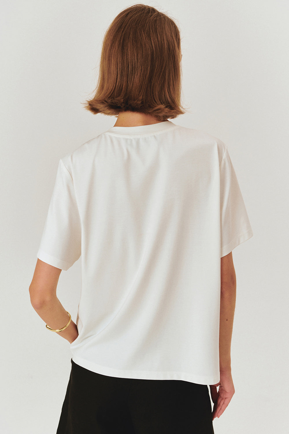 Exquise-Yıldız İşlemeli Bisiklet Yaka Regular örme Tişört-T-Shirts-3-Milagron.com