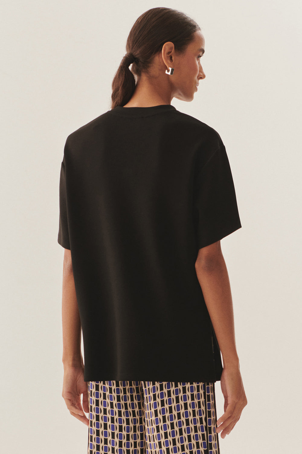 Exquise-Yüksek Bel Cepli Bol Kesim Desenli Pantolon-Pantolon-4-Milagron.com