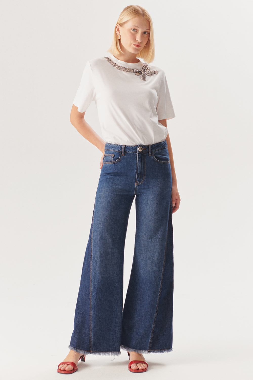 Exquise-Yüksek Bel Flare Denim Pantolon-Kot Pantolon-1-Milagron.com