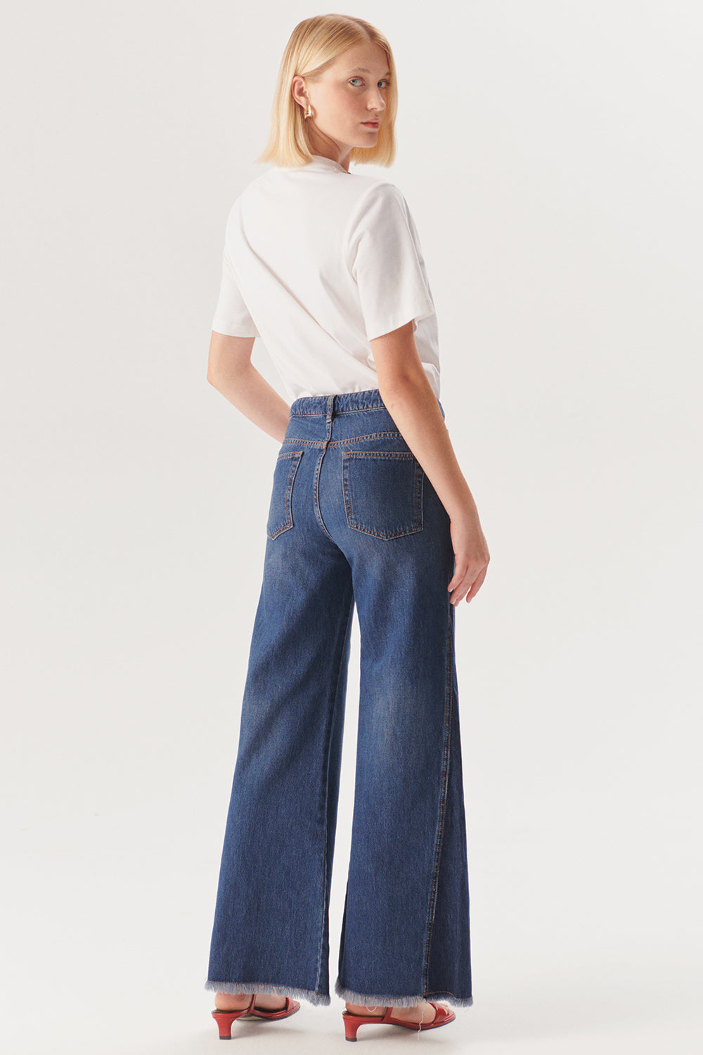 Exquise-Yüksek Bel Flare Denim Pantolon-Kot Pantolon-3-Milagron.com