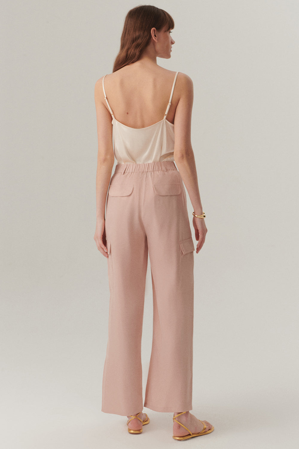 Exquise-Yüksek Bel Modal Kumaş Pudra Kargo Pantolon-Pantolon-4-Milagron.com