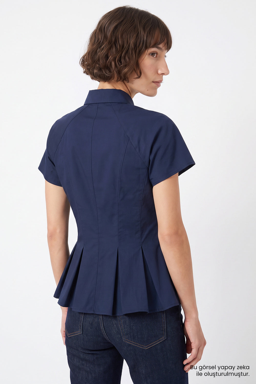 Exquise-Zikzak Dikişli Slim Fit Gömlek – Laci̇vert-Gömlek-2-Milagron.com
