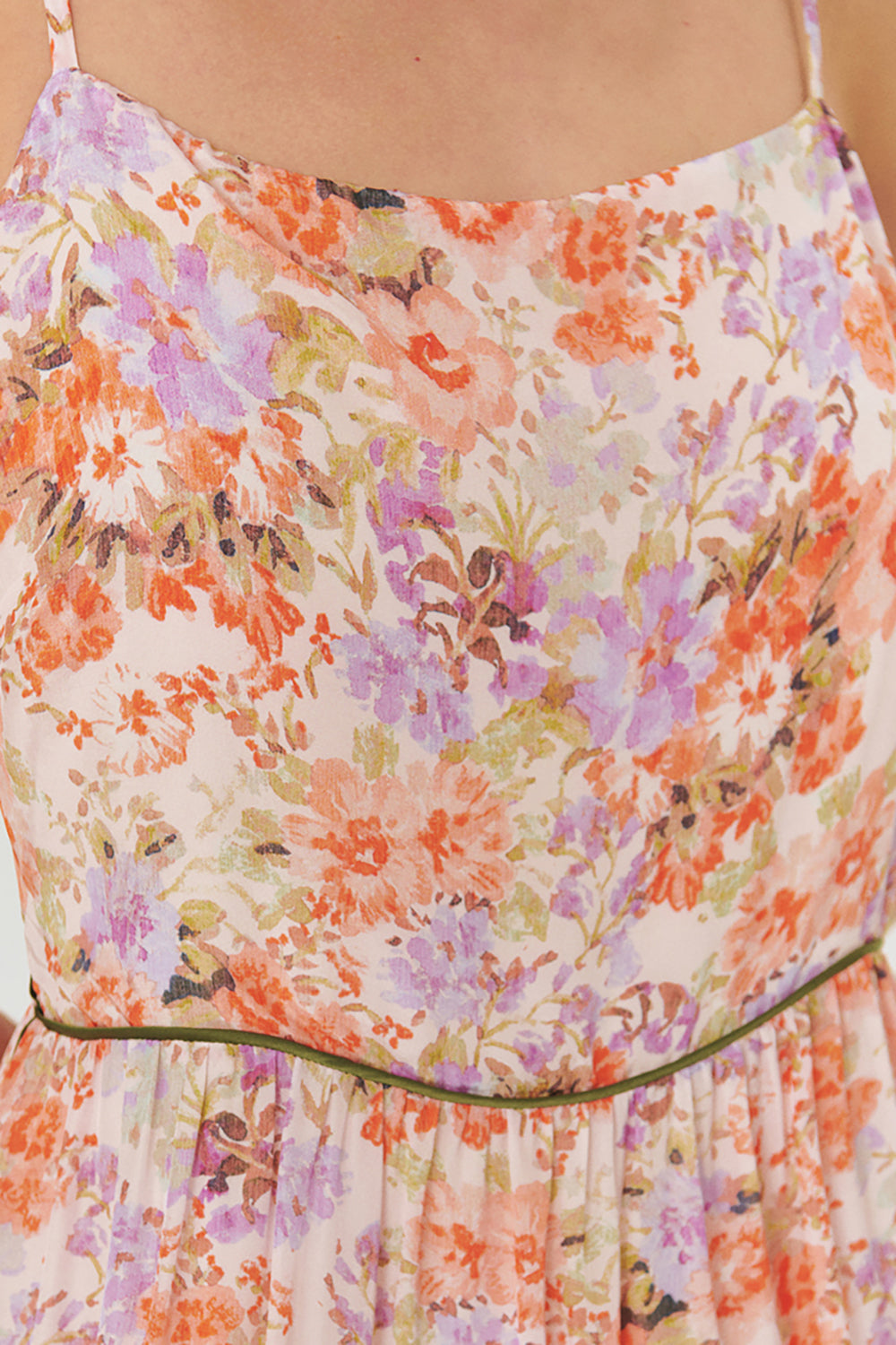 Exquise-çiçek Desenli Askılı Midi Elbise-ELBİSE-5-Milagron.com