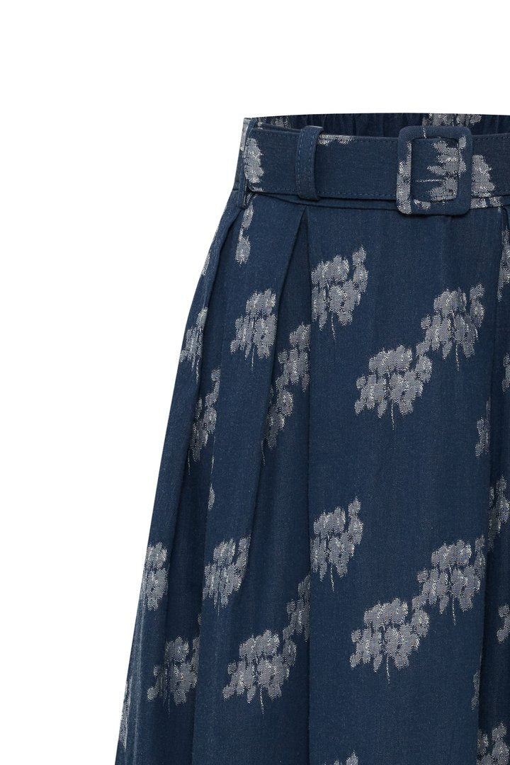 çiçek Desenli Kemerli Midi Boy Etek - 5