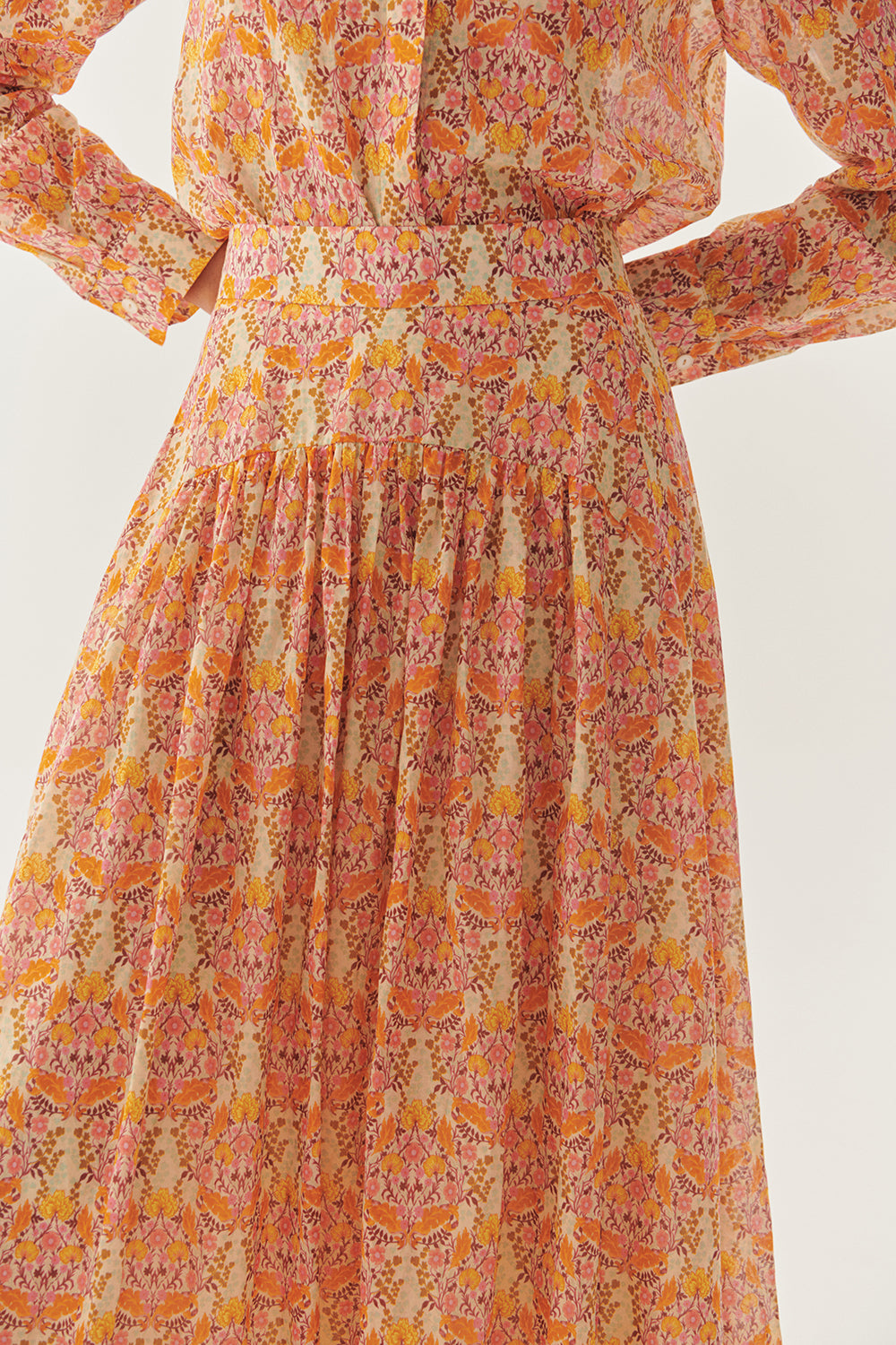 Exquise-çiçek Desenli Midi Boy Etek-ETEK-5-Milagron.com