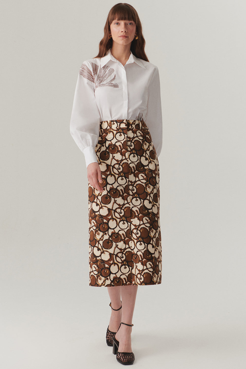 Exquise-çiçek Dikiş Detaylı Pamuk Regular Kemik Gömlek-Gömlek-3-Milagron.com