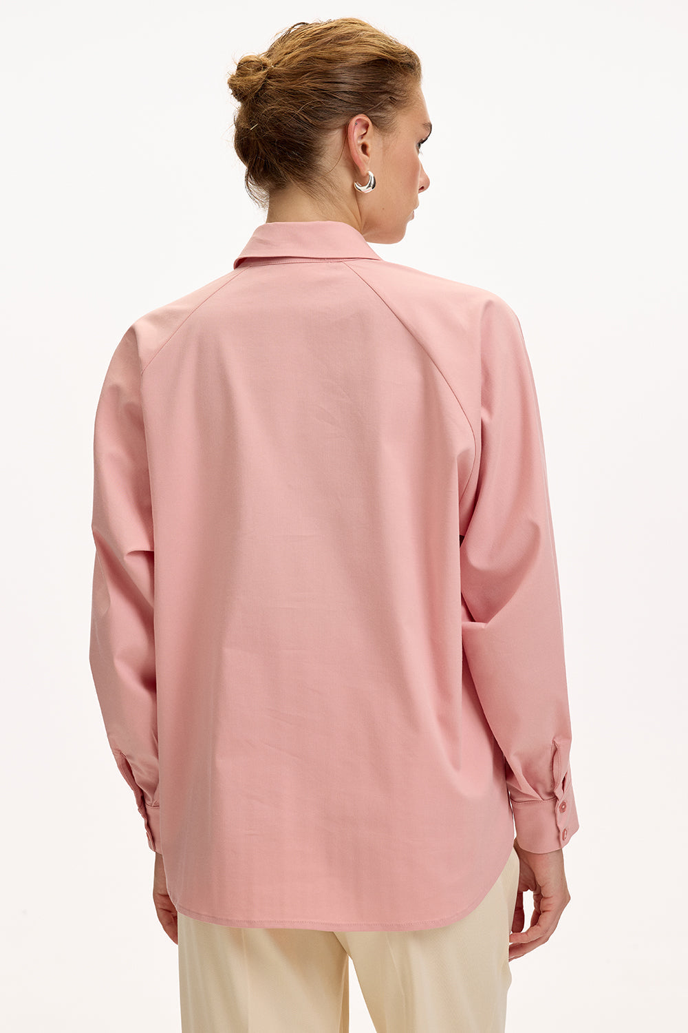 Exquise-çiçek Taş İşlemeli Uzun Kollu Regular Gül Kurusu Gömlek-GÖMLEK-5-Milagron.com