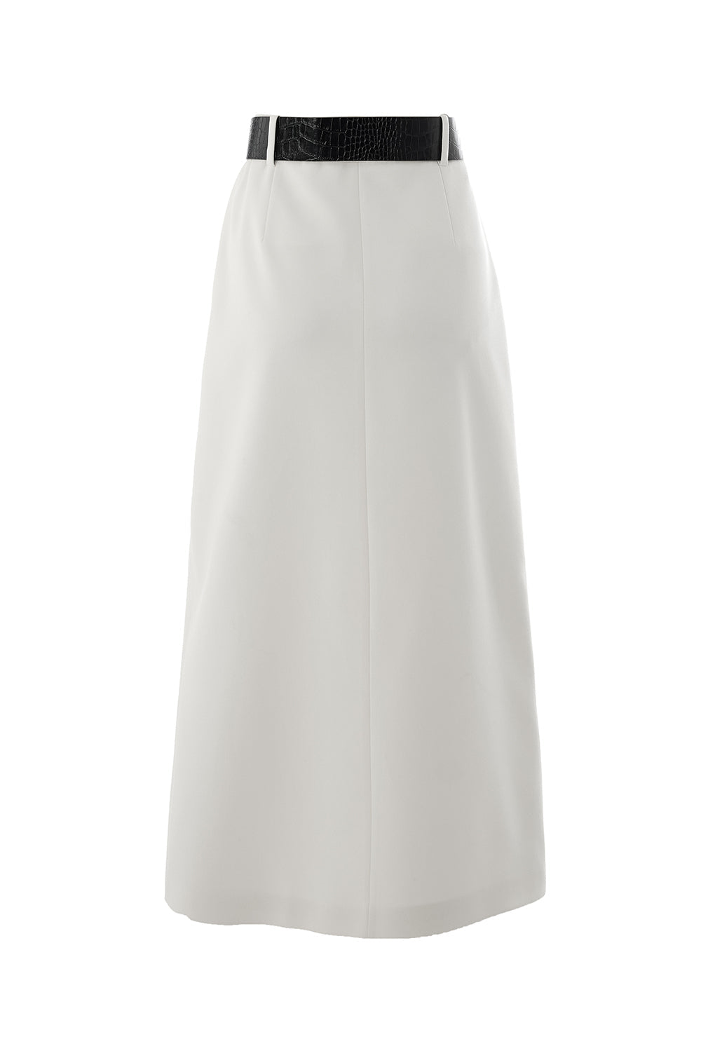 Exquise-önü Yırtmaçlı Kemerli Astarlı Regular Krem Midi Etek-ETEK-7-Milagron.com