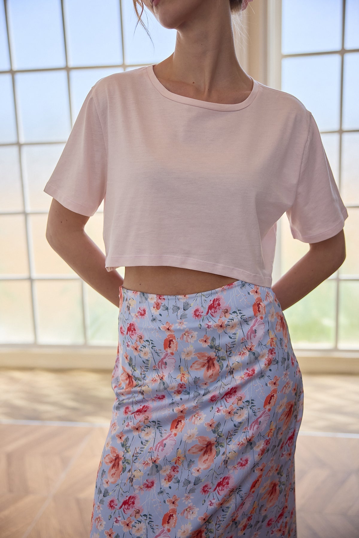 Mint Pamuklu Crop T-Shirt | Pembe